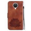 Nokia G10/G20 Lotus Embossed Leather Phone Case - Brown - 3