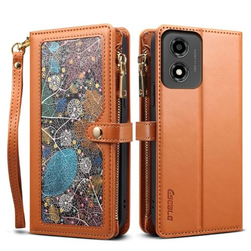 Motorola Moto E14 ESEBLE Star Series Lanyard Zipper Wallet RFID Leather Case - 1