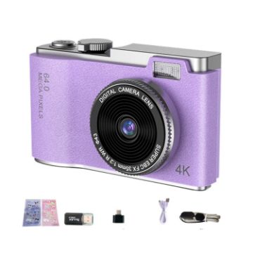 2.4 inch Dual-lens 4K HD CCD Camera Retro Kids Camera (Purple) - 1