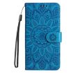 Sony Xperia 10 VI Blue Leather Phone Case - Embossed Sunflower - 2