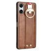 Sony Xperia 10 VI Leather Back Phone Case (Brown) Wristband - 3