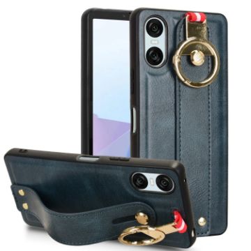Sony Xperia 10 VI Blue Leather Wristband Phone Case - 1