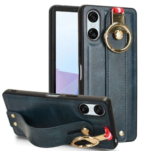 Sony Xperia 10 VI Blue Leather Wristband Phone Case - 1