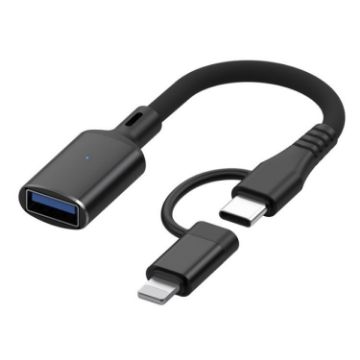 JS-112 2 in 1 USB Male to USB-C/Type-C OTG Adapter Cable - 1