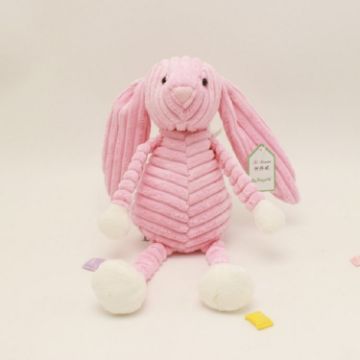 Pink Rabbit Striped Animal Plush Toy Doll - 33cm - 1