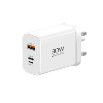 PD30W USB-C/Type-C + 8 Pin + USB-A Charger for iPhone Series - 1