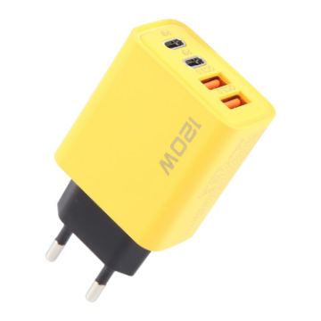 KO-71 120W Dual PD Type-C + Dual QC3.0 USB Charger EU Plug Yellow - 1