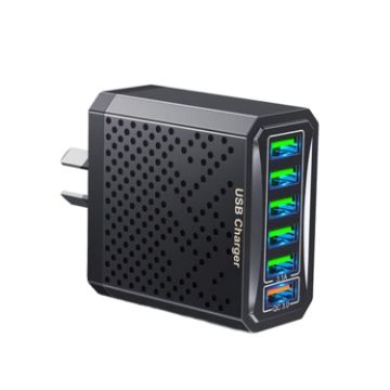 6-Port USB Travel Charger Power Adapter - Black AU Plug - 1