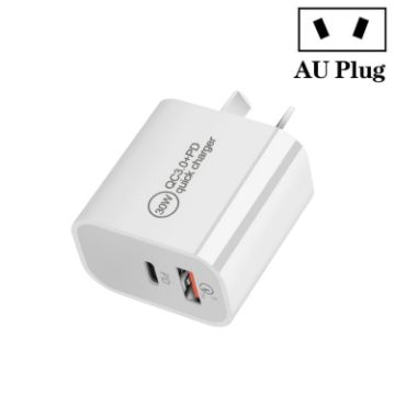 PD30W USB-C/Type-C + QC3.0 Dual Port Charger, AU Plug - 1