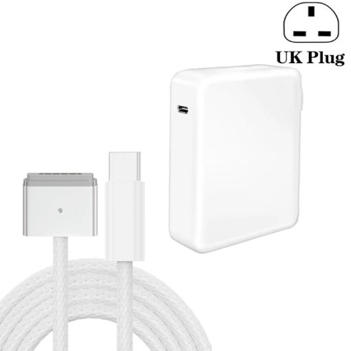 140W UK Plug USB-C PD Power Adapter with 2m Type-C to Magsafe3 Cable - 1