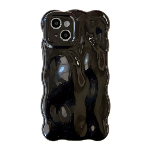 iPhone 14 Wave Bubbles TPU Phone Case - Pearlescent Black - 1