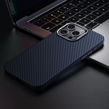 SULADA 600D Kevlar Texture PC Shockproof Phone Case for iPhone 15 Pro Max - Blue - 1
