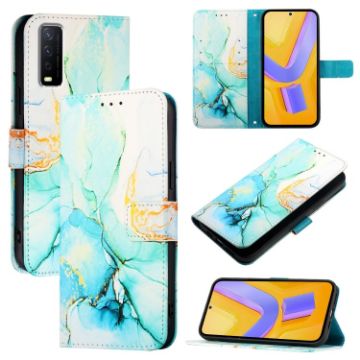 Green Marble Pattern Flip Leather Phone Case for vivo Y30 4G Global PT003 - 1