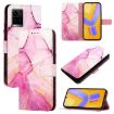 Marble Pattern Flip Leather Phone Case for vivo Y33s/Y21/Y21s - Pink Purple Gold - 1
