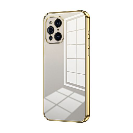 OPPO Find X3/Find X3 Pro Transparent Plating Phone Case - Gold - 1