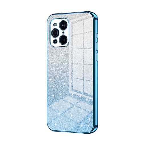 OPPO Find X3/Find X3 Pro Blue Glitter Powder Electroplated Phone Case - 1