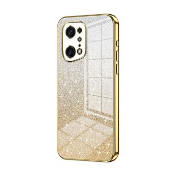 OPPO Find X5 Pro Glitter Powder Electroplated Phone Case - Gold - 1
