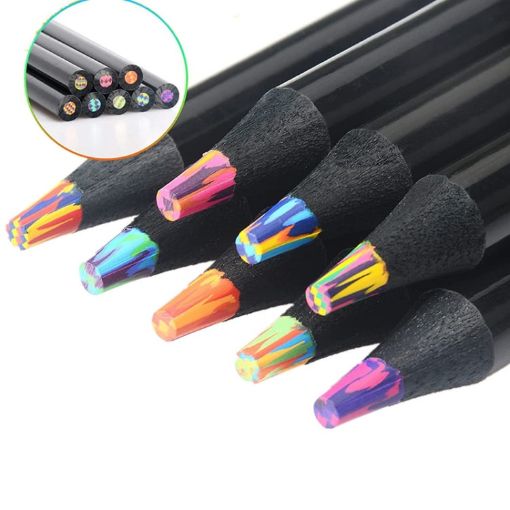 8 In 1 Rainbow Pencils Set Wooden Colored Pencil for Art Drawing - 1