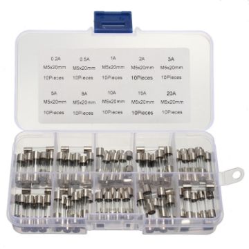 100 PCS 5x20mm Fuse Assorted Kits Glass Fuses Tube 0.2A-20A - 1