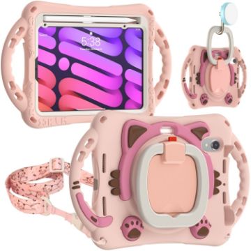 Cute Cat King Kids iPad Mini 6 Case - Pink - 1