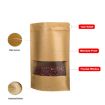 50 PCS Zipper Self Sealing Kraft Paper Bag with Window Stand Up - 5