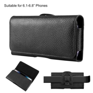 HAWEEL 6.1-6.8 inch Leather Phone Belt Clip Pouch - Black - 1