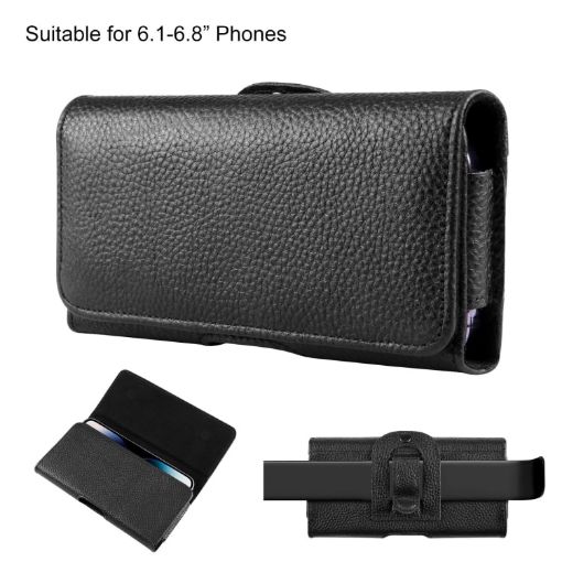 HAWEEL 6.1-6.8 inch Leather Phone Belt Clip Pouch - Black - 1