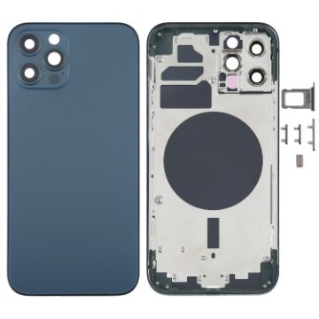 Blue Back Housing Cover with SIM Card Tray & Side Keys & Camera Lens for iPhone 12 Pro - 1