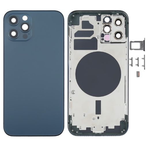 Blue Back Housing Cover with SIM Card Tray & Side Keys & Camera Lens for iPhone 12 Pro - 1