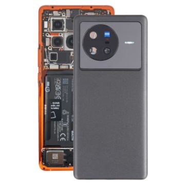 Black Battery Back Cover with Camera Lens Cover for vivo X80 - 1