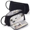 Angoo Student Stationery Bag - Large Capacity, Portable, Black Corduroy - 2