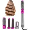 5-in-1 Hot-air Comb Hair Dryer Silver+Rose Red - 2