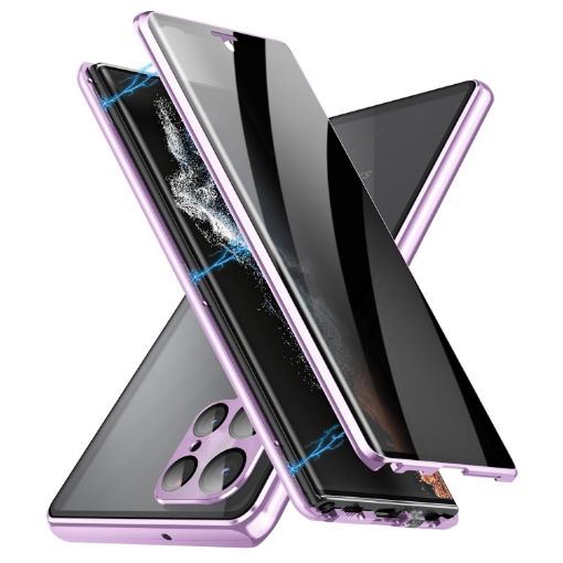 Samsung Galaxy S24 Ultra 5G Privacy Full Cover Magnetic Metal Tempered Glass Phone Case - 1