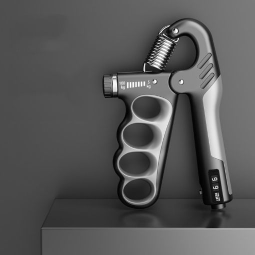 Adjustable Hand Grip Strengthener Arm Muscle Exerciser - Mechanical Counter Gray - 1