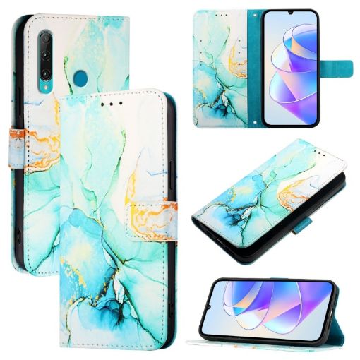 For Honor 20 Lite/10i/20e PT003 Green Marble Pattern Flip Leather Phone Case - 1