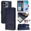 Oukitel C51 Cat Rat Embossed Pattern RFID Leather Phone Case Blue - 1