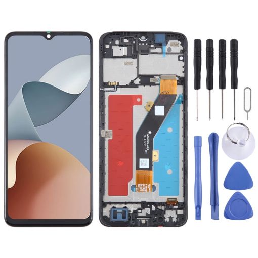 ZTE Blade A34 LCD Screen Digitizer Full Assembly with Frame - Black - 1