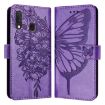 Samsung Galaxy A20e/A10e Embossed Butterfly Leather Phone Case - Light Purple - 1