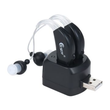 Rechargeable Hearing Aids for Seniors with Charging Base - Black - 1