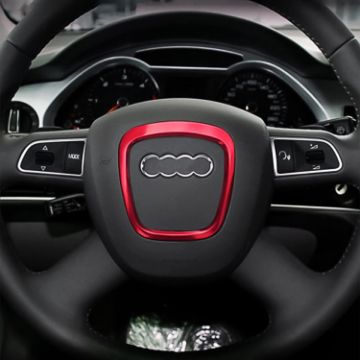 Red Audi Car Steering Wheel Decorative Ring Cover Trim Sticker - 1
