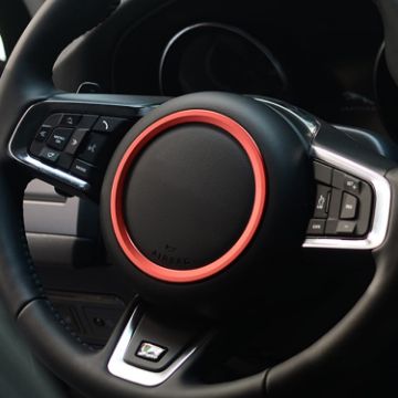 Red Aluminum Alloy Steering Wheel Cover for Jaguar - 1