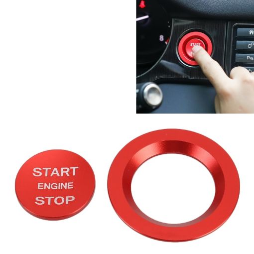Red Car Engine Start Key Push Button Ring Trim for Land Rover/Jaguar - 1