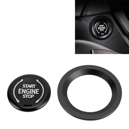 Car Engine Start Key Push Button Ring Trim Sticker for Cadillac/Chevrolet (Black) - 1
