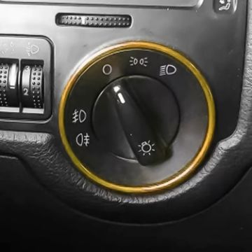 Volkswagen Golf Car Headlight Switch Decorative Ring - Gold - 1