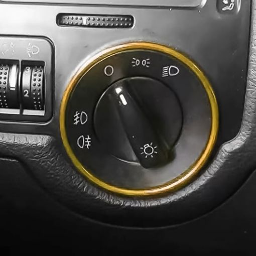 Volkswagen Golf Car Headlight Switch Decorative Ring - Gold - 1