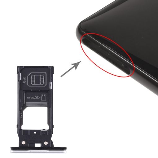 Sony Xperia XZ2 SIM Card Tray + Micro SD Card Tray - Silver - 1