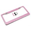 US Standard Stainless Steel License Plate Frame with Pink Diamonds - 1