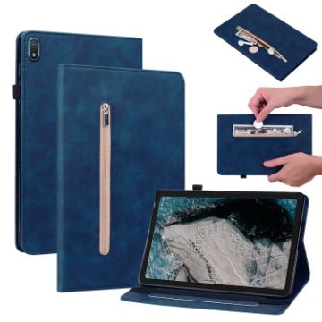 Blue Leather Tablet Case for Nokia T20 10.4 2021 - Skin Feel Solid Color Zipper - 1
