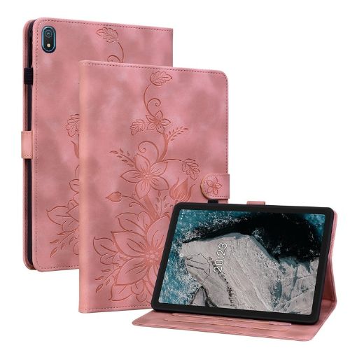 Nokia T20 10.4 2021 Tablet Case - Pink Embossed Leather - 1