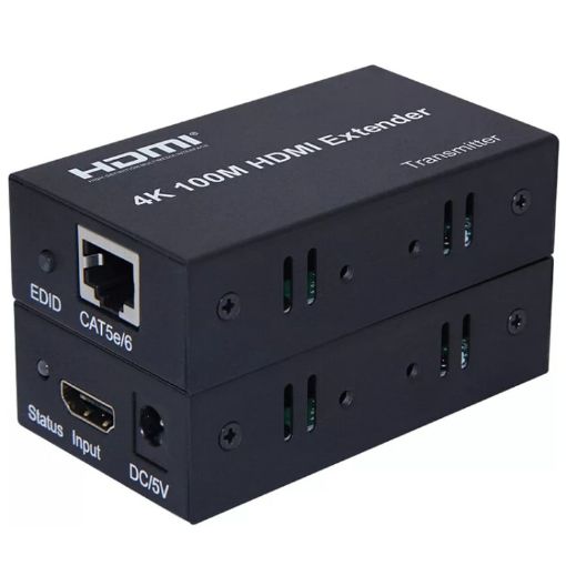 HDMI to RJ45 Ethernet Cable Extender 100m - 4K HD Signal Amplifier - EU Plug - 1